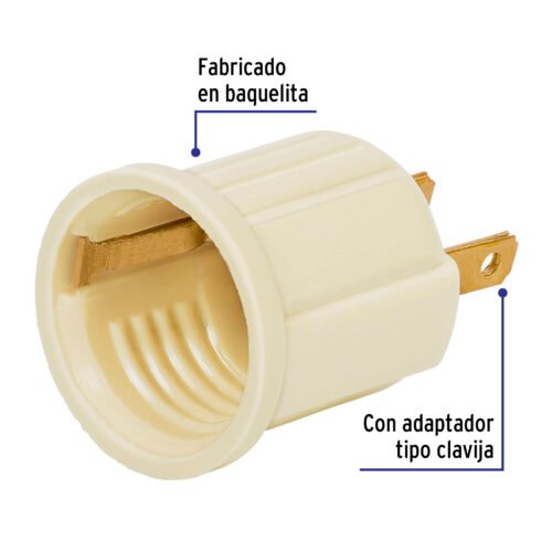 465252 46525 - Portalámpara de baquelita, con adaptador, marfil, Volteck