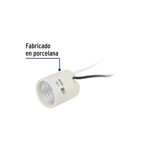 46528 - Portalámpara de porcelana, sencillo, Volteck