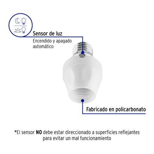 46534 - Portalámpara con sensor de luz, Volteck