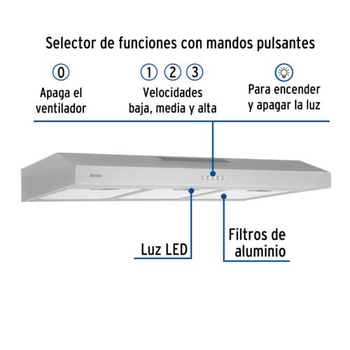 46537 - Campana extractora 80cm, empotrable, acero inoxidable, Foset
