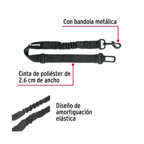46538 - Correa de perro para cinturón de seguridad 90cm, FIERO