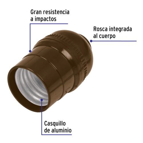 46542 - Portalámpara de policarbonato, sencillo, Volteck
