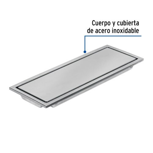 46544 - Resumidero rectangular 30x11cm reversible, inox, FOSET AQUA