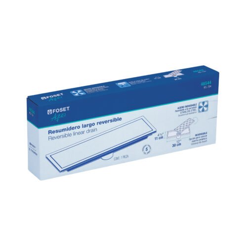 46544 - Resumidero rectangular 30x11cm reversible, inox, FOSET AQUA