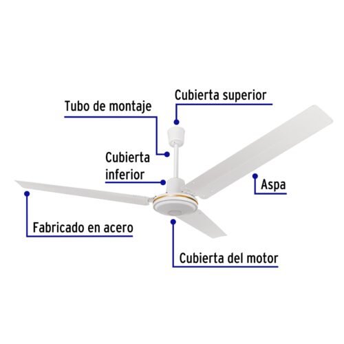 46560 - Ventilador de techo para interior, 56", blanco, VOLTECK