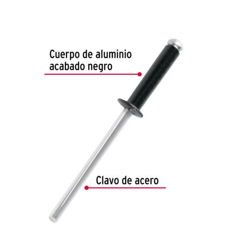 46562 - Bolsa c/50 remaches 1/8"x5/16" negros de aluminio, ala 1/4"