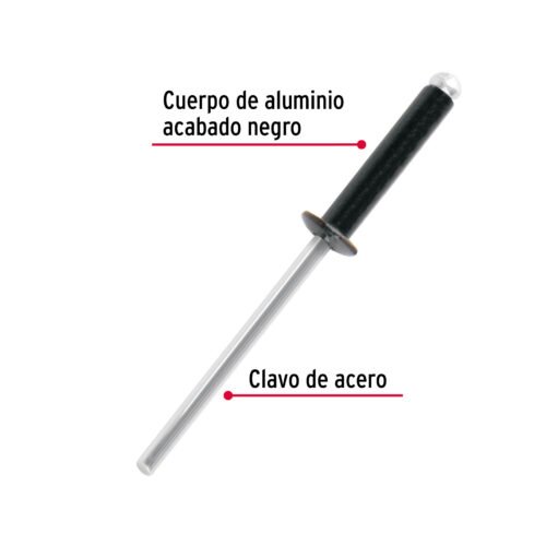 46564 - Bolsa c/50 remaches 1/8"x1/2" negros de aluminio, ala 1/4"