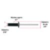 465702 46570 - Bolsa c/50 remaches 3/16"x1/2" negros de aluminio, ala 3/8"