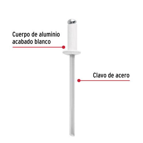 465711 46571 - Bolsa c/50 remaches 1/8"x1/4" blancos de aluminio, ala 1/4"