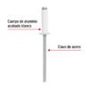 46573 - Bolsa c/50 remaches 1/8"x3/8" blancos de aluminio, ala 1/4"