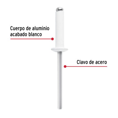 465771 46577 - Bolsa c/50 remaches 5/32"x1/2" blancos aluminio, ala 5/16"