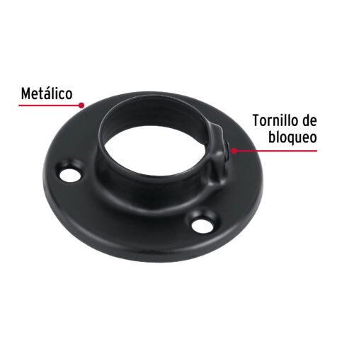 46582 - Brida negra para tubo redondo de closet, HERMEX