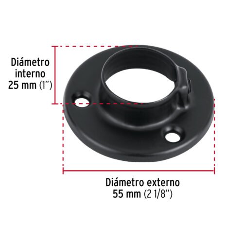 46582 - Brida negra para tubo redondo de closet, HERMEX