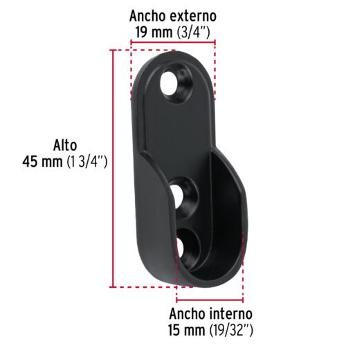 465852 46585 - Brida negra para tubo ovalado de closet, HERMEX