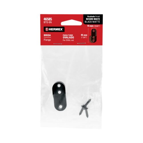 465854 46585 - Brida negra para tubo ovalado de closet, HERMEX