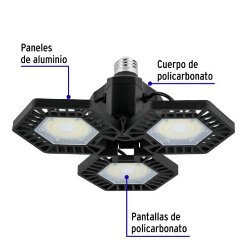21 OCT-YENN 2023 46587 - Luminario de LED 50 W, aluminio con 3 paneles abatibles