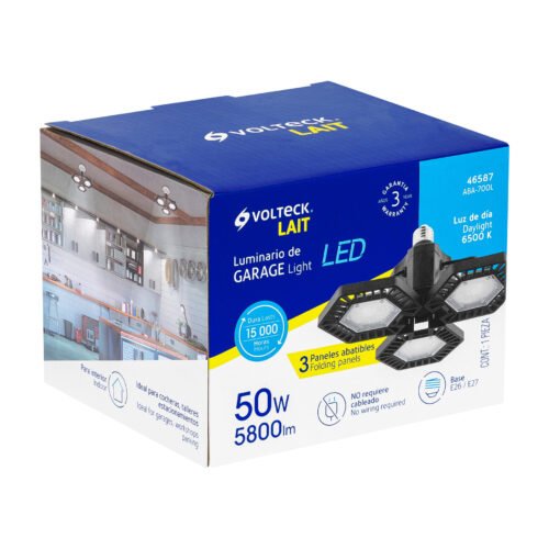465875 46587 - Luminario de LED 50 W, aluminio con 3 paneles abatibles