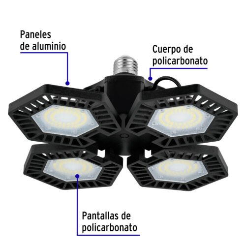 46588 - Luminario de LED 100 W, aluminio con 4 paneles abatibles