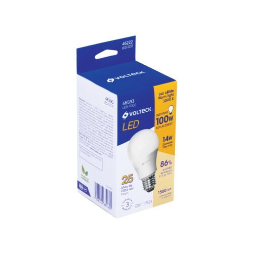 46593 - Lámpara LED A19 14 W (equiv. 100 W) luz cálida, caja Volteck