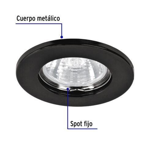 46613 - Luminario redondo negro spot fijo, lámpara no incluida