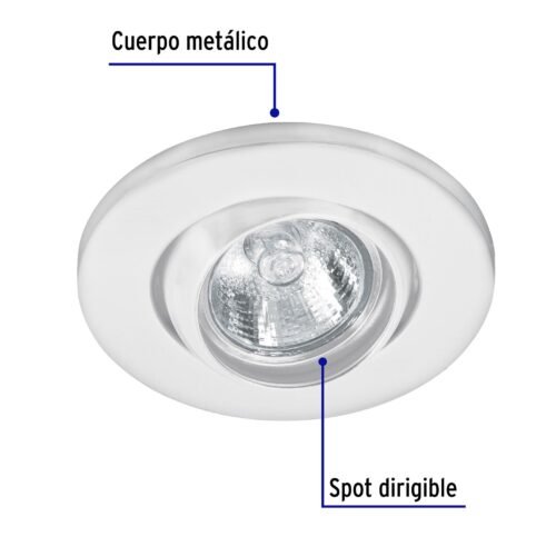 46623 - Luminario redondo blanco spot esférico, lámpara no incluida