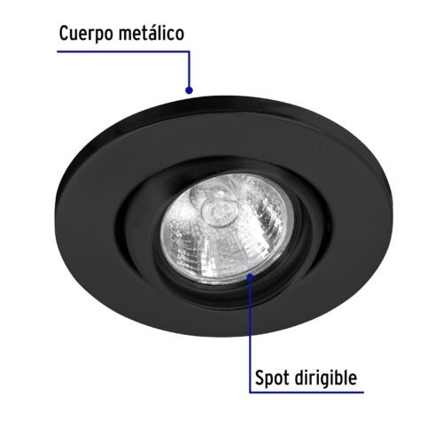 46624 - Luminario redondo negro spot esférico, lámpara no incluida