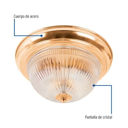 46626 - Luminario decorativo 15x28 cm pantalla cristal, s/lámparas