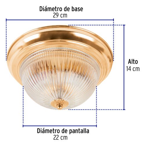 46626 - Luminario decorativo 15x28 cm pantalla cristal, s/lámparas