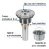 466291 46629 - Contracanasta 3-1/2" inox, cuerpo profundo,con tapa, Riviera