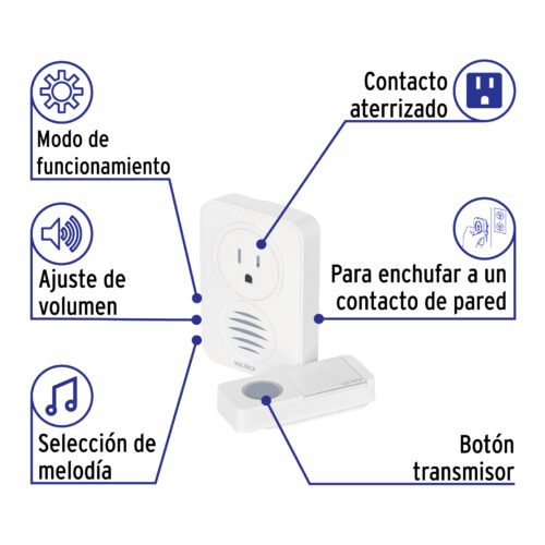 466311 46631 - Timbre inalámbrico con receptor para enchufar, 1 tono