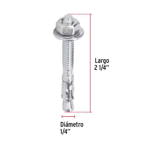46633 - Caja con 100 taquetes arpón de 1/4" x 2-1/4", FIERO