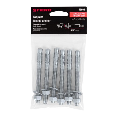 46663 - Bolsa con 6 taquetes arpón 5/16" x 3-1/2", FIERO