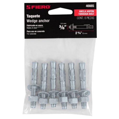 46665 - Bolsa con 6 taquetes arpón 3/8" x 2-3/4", FIERO