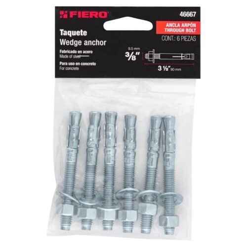 46667 - Bolsa con 6 taquetes arpón 3/8" x 3-1/2", FIERO