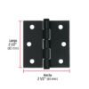 46707 - Bisagra cuadrada 2 1/2", negro mate, cabeza plana, HERMEX