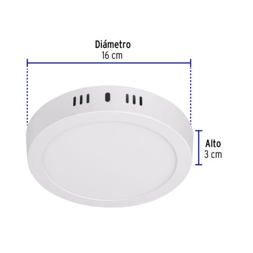 46713 - Luminario LED tipo plafón 12 W, redondo, luz de día, blanco
