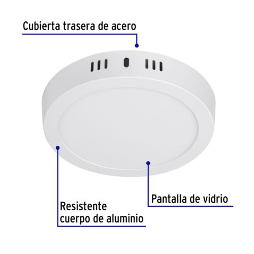 46713 - Luminario LED tipo plafón 12 W, redondo, luz de día, blanco