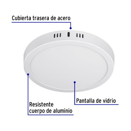 46715 - Luminario LED tipo plafón 18 W, redondo, luz de día, blanco