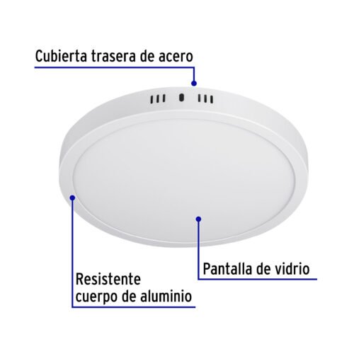 46717 - Luminario LED tipo plafón 24 W, redondo, luz de día, blanco