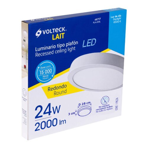 46717 - Luminario LED tipo plafón 24 W, redondo, luz de día, blanco