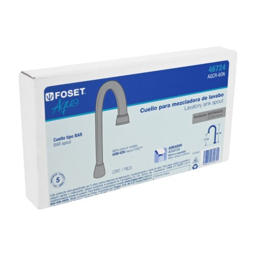 46724 - Cuello tipo bar para mezcladora de lavabo, satín, Aqua