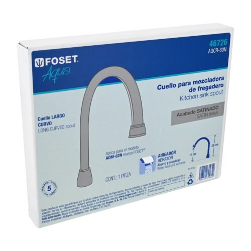 46726 - Cuello largo para mezcladora de fregadero, satín, Aqua
