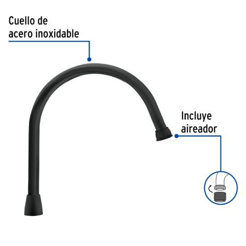 46727 - Cuello largo para mezcladora de fregadero, negro mate, Aqua