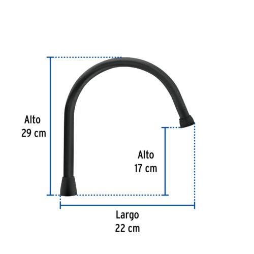 46727 - Cuello largo para mezcladora de fregadero, negro mate, Aqua