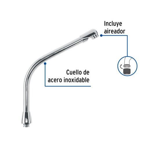 467281 46728 - Cuello tipo cobra para mezcladora de fregadero, cromo, Aqua