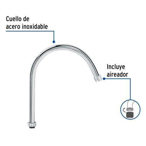 46729 - Cuello curvo para mezcladora de fregadero, cromo, Aqua