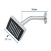 467323 46732 - Regadera cuadrada ABS 4" acabado cromo con brazo, Foset