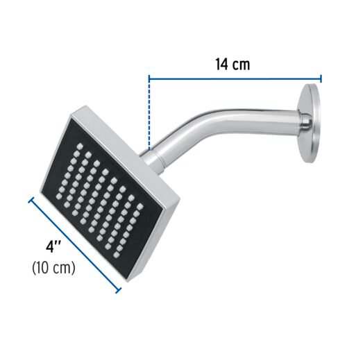 467323 46732 - Regadera cuadrada ABS 4" acabado cromo con brazo, Foset