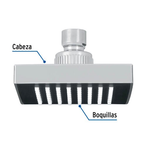467334 46733 - Regadera cuadrada ABS 4" acabado cromo sin brazo, Foset
