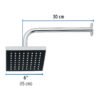 467343 46734 - Regadera cuadrada ABS 6" acabado cromo con brazo, Foset